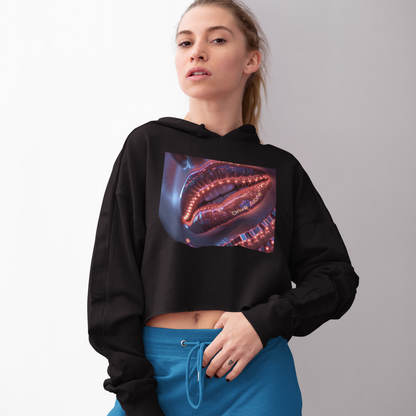 Female Lips Close Up Shot Neo Soul Crop Hoodie