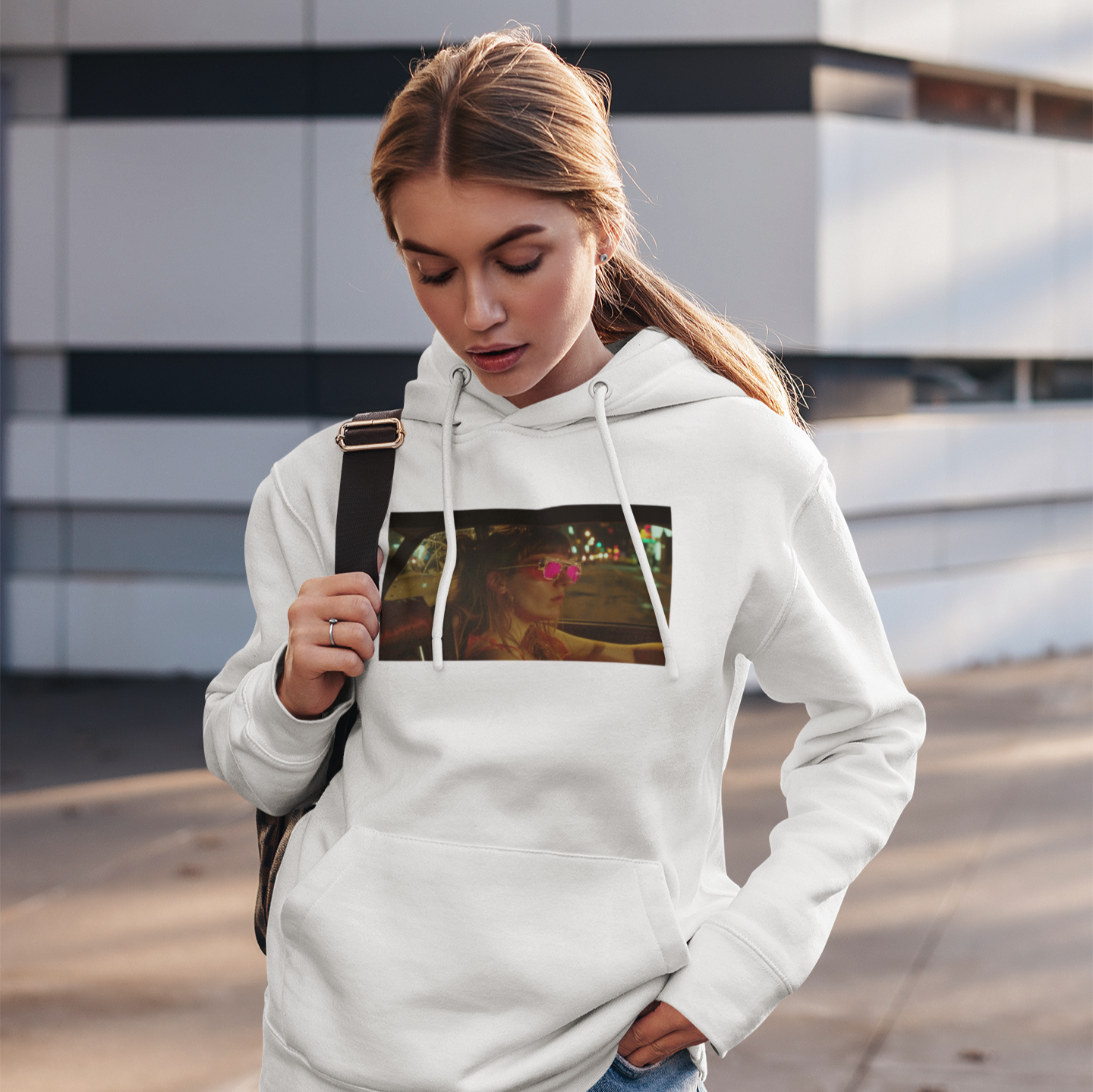 A Girl Sitting in the Car Unisex Hoodie