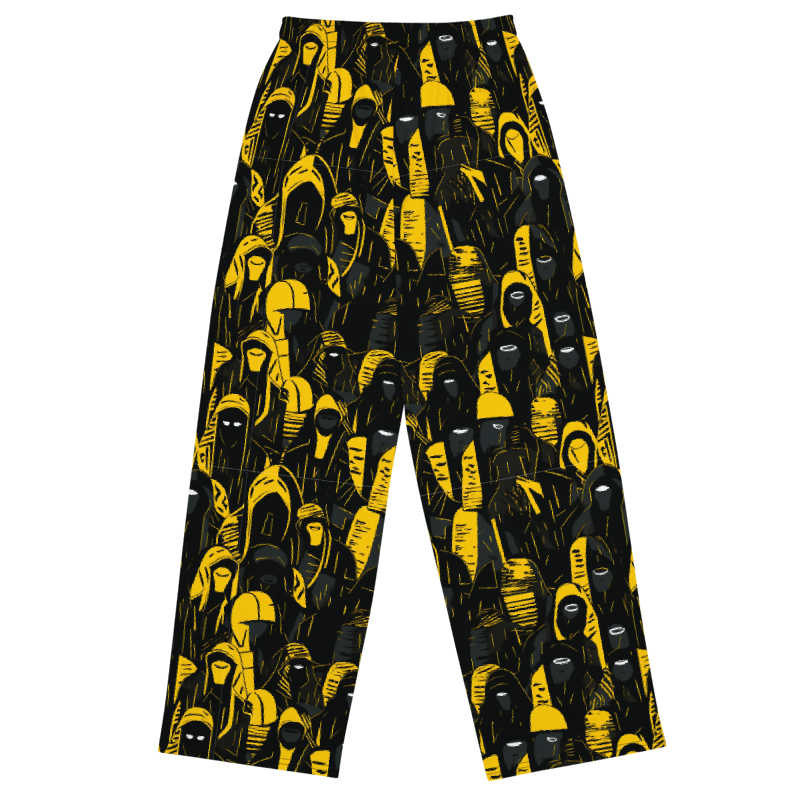 Black and Yellow Wide-Leg Pants