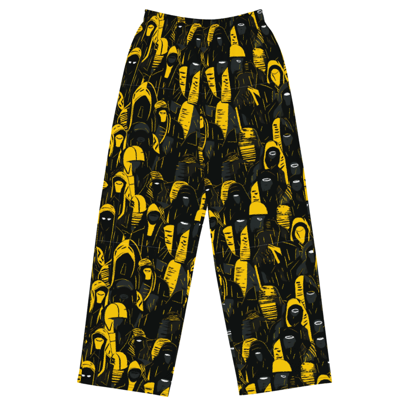 Black and Yellow Wide-Leg Pants