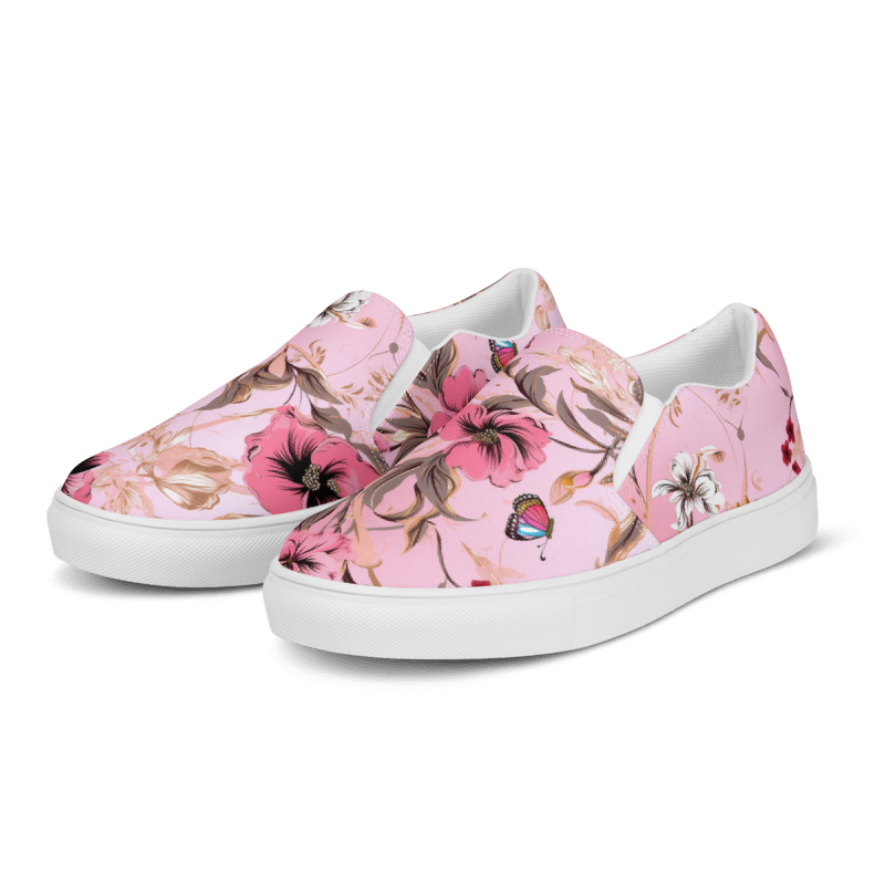 Pink Flower Women’s Slip-ons