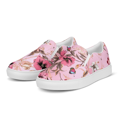 Pink Flower Women’s Slip-ons