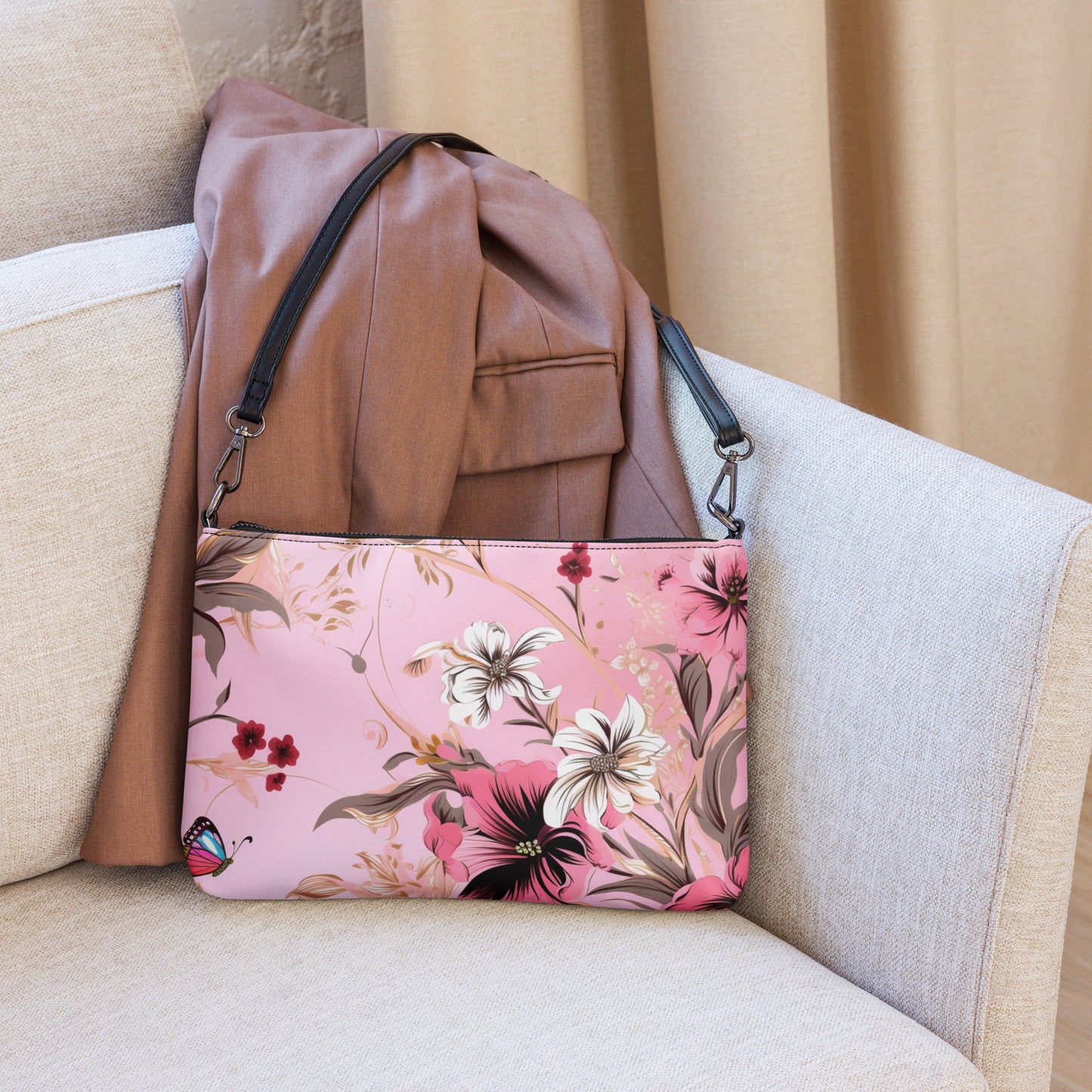 Pink Flower Crossbody Bag