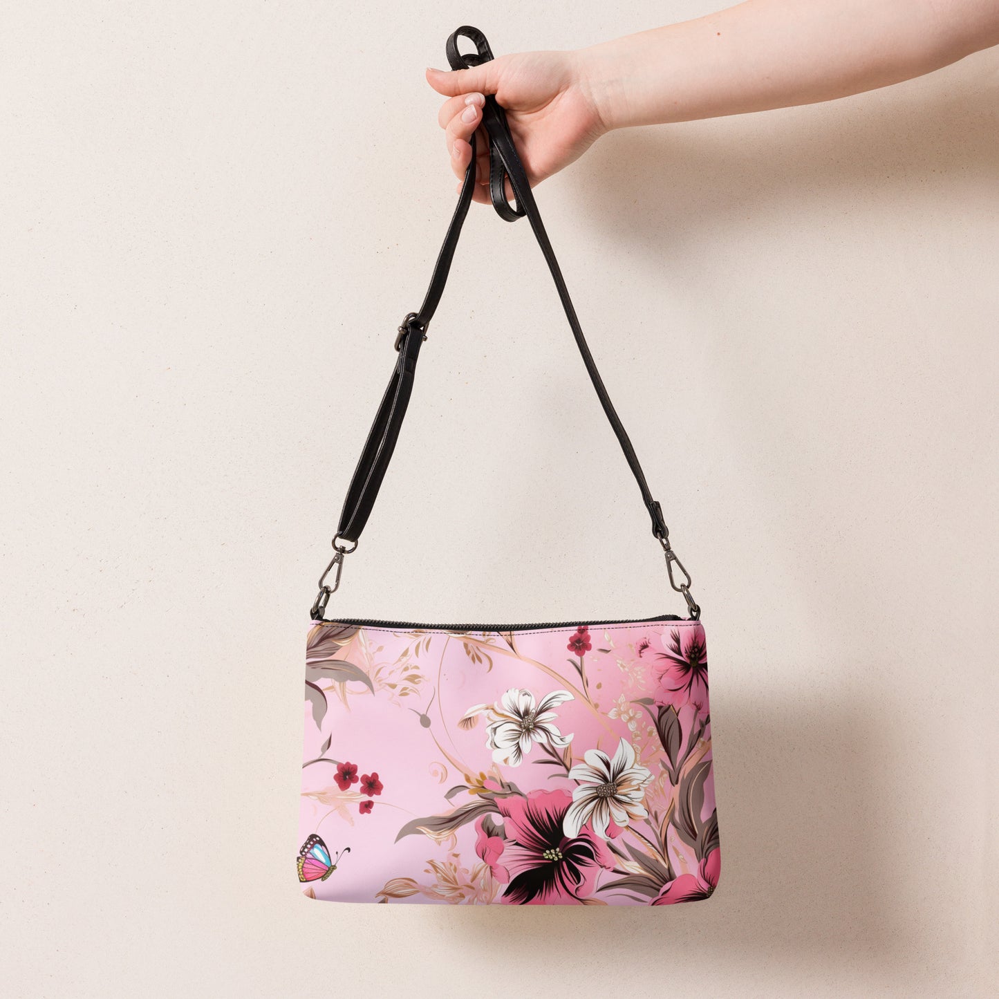 Pink Flower Crossbody Bag