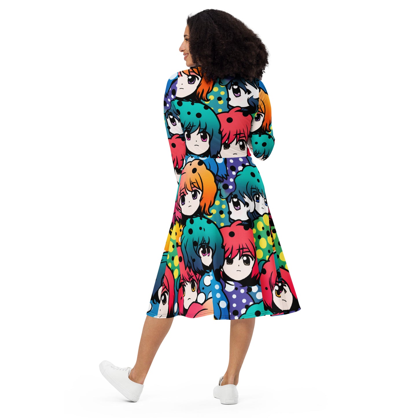 Hair Band Anime Long Sleeve Midi Dress