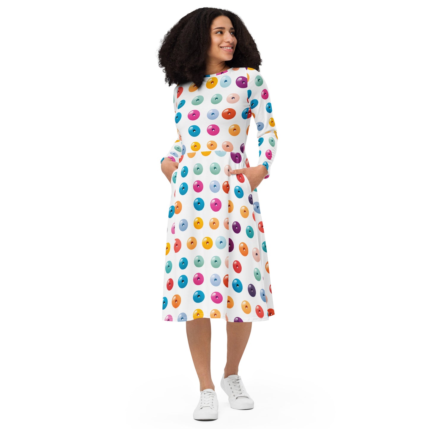 Button Long Sleeve Dress