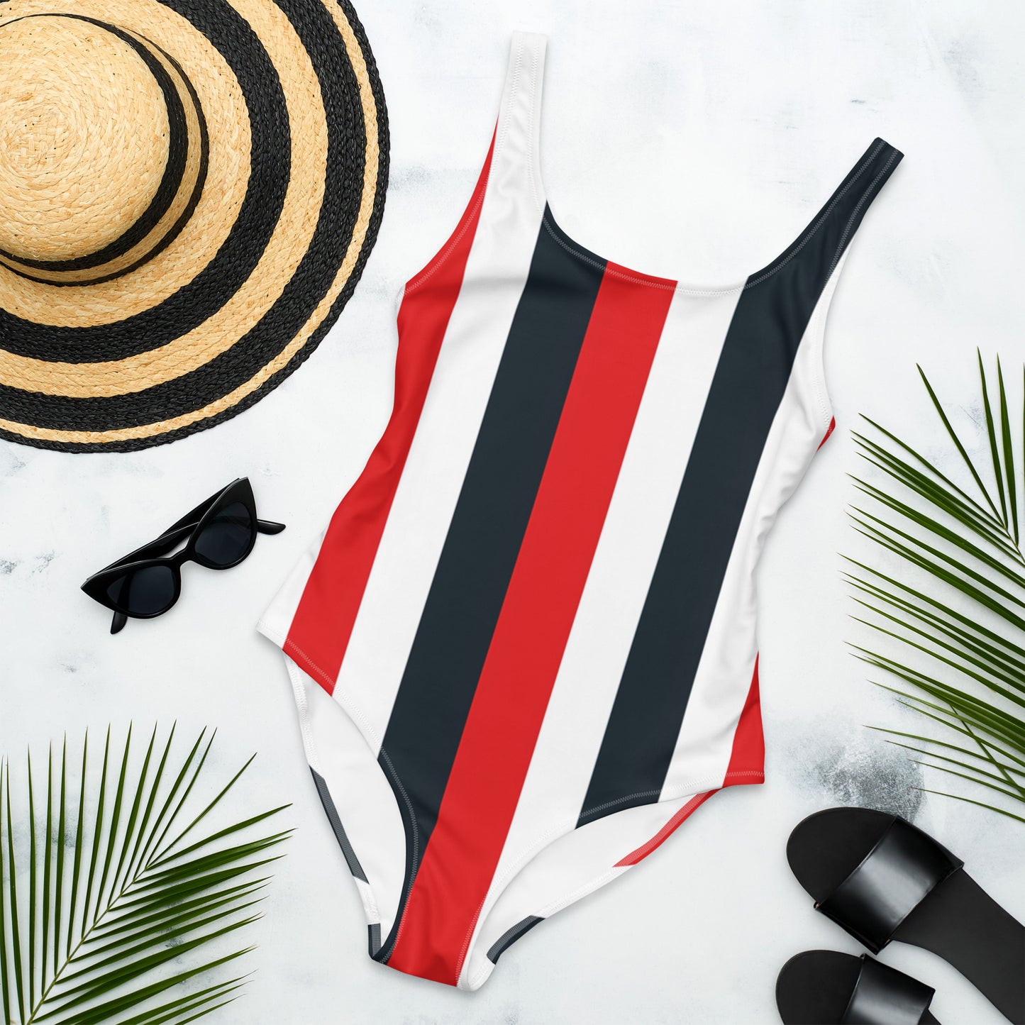 Red Stripes One-Piece Swimsuit