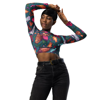 50 Blade Long-Sleeve Crop Top