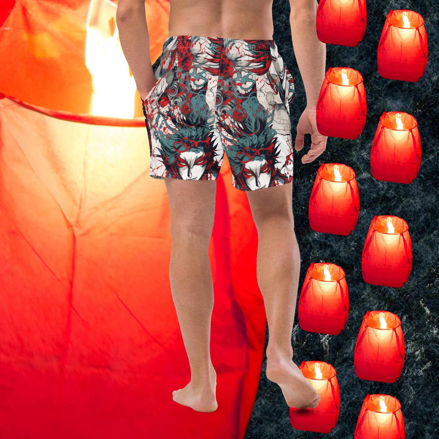 Fire Anime Swim Trunks