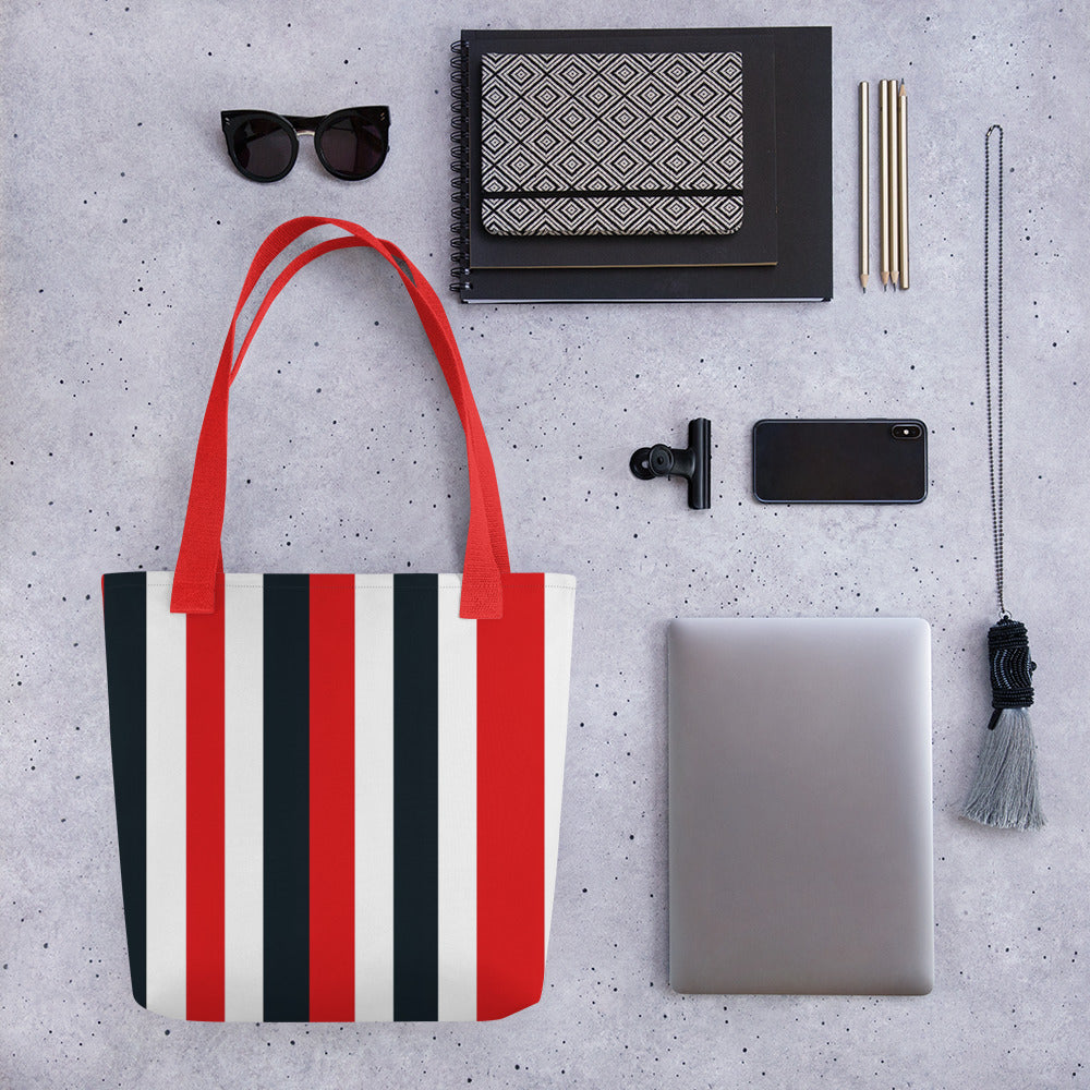 Red Stripes Tote Bag