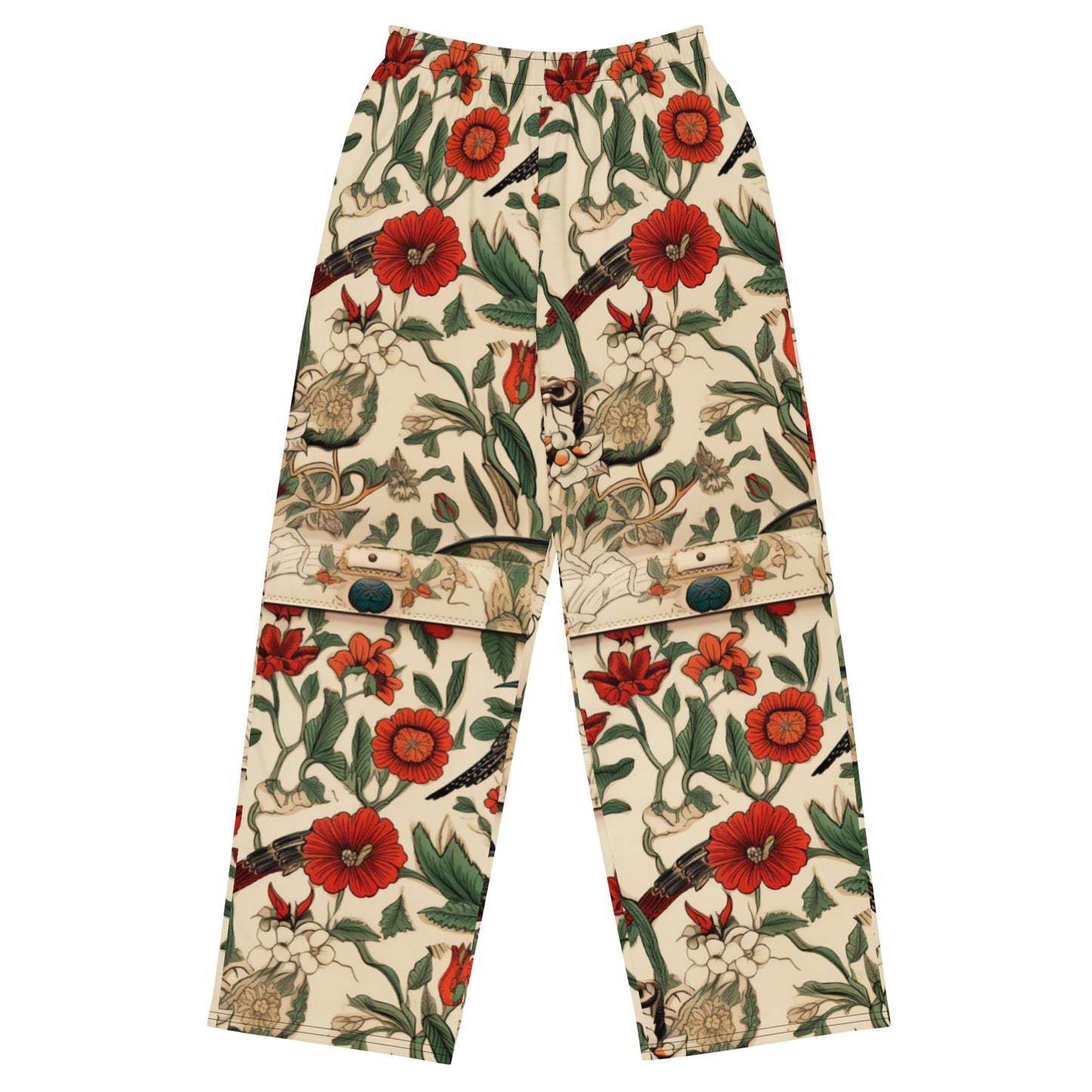 Bird Flower Wide-Leg Pants