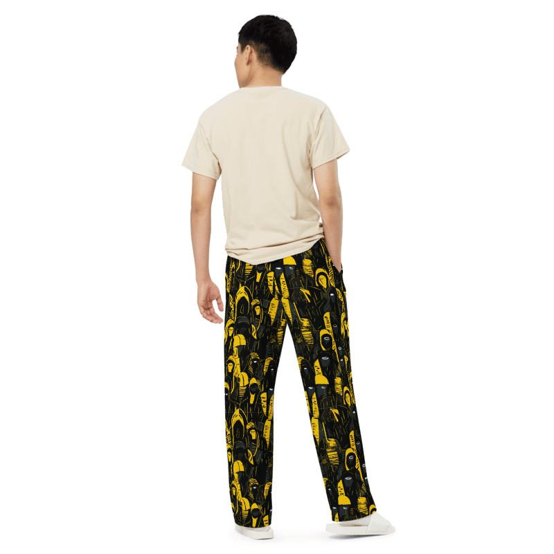 Black and Yellow Wide-Leg Pants