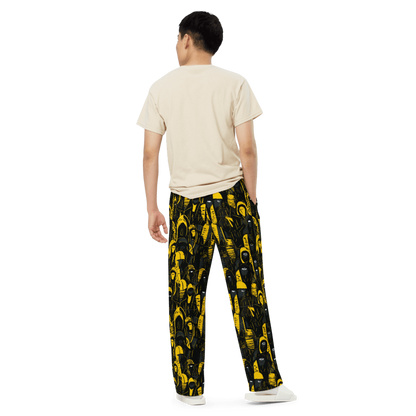 Black and Yellow Wide-Leg Pants