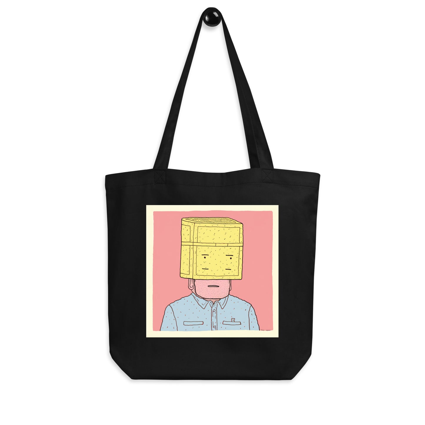 Man With Yellow Bag on Head Eco Tote Bag