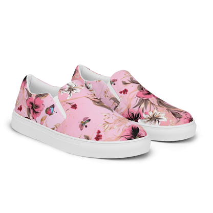 Pink Flower Women’s Slip-ons