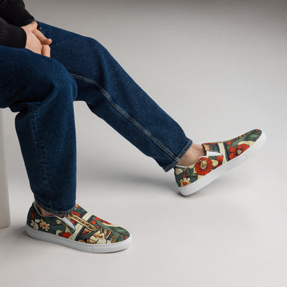 Red Flower Men’s Slip-ons