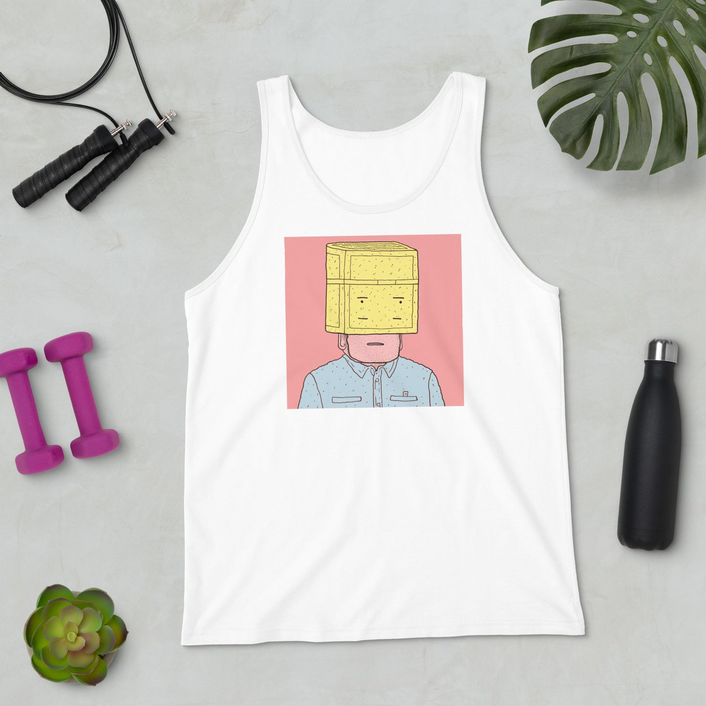 Man With Yellow Bag on Head Men's Tank Top