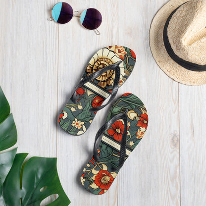 Red Flower Flip-Flops