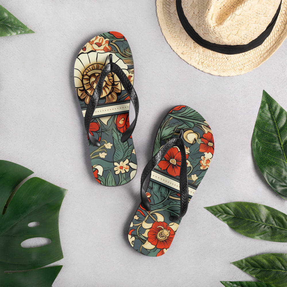 Red Flower Flip-Flops