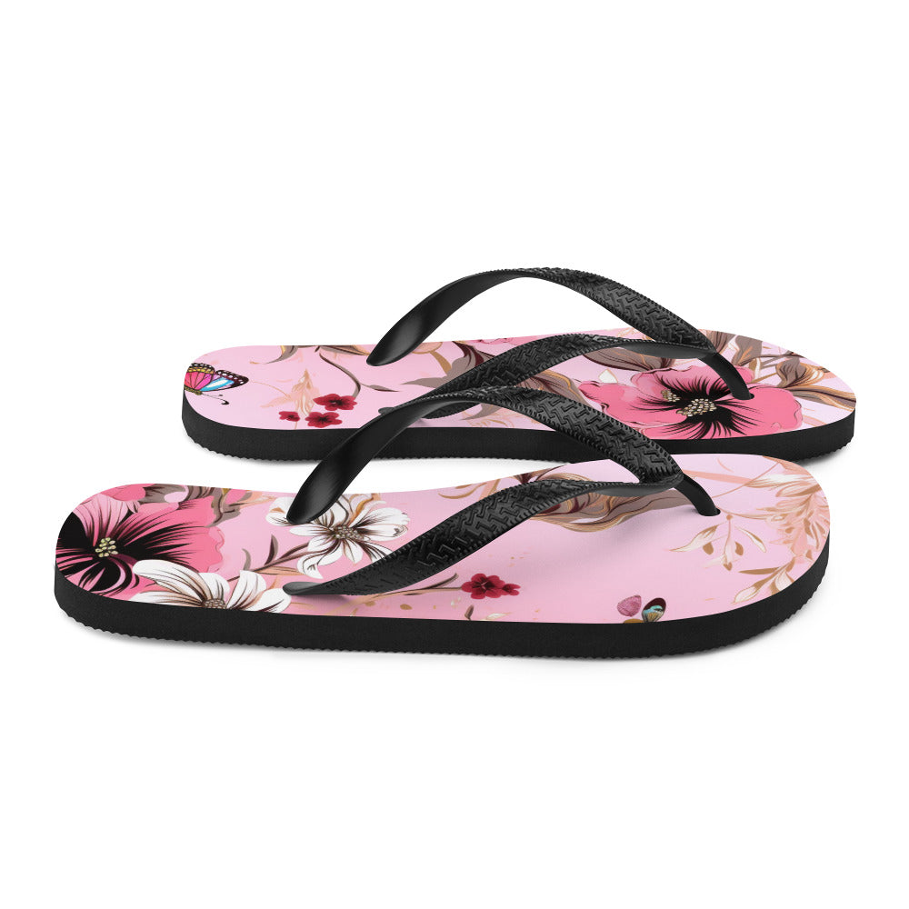 Pink Flower Flip-Flops