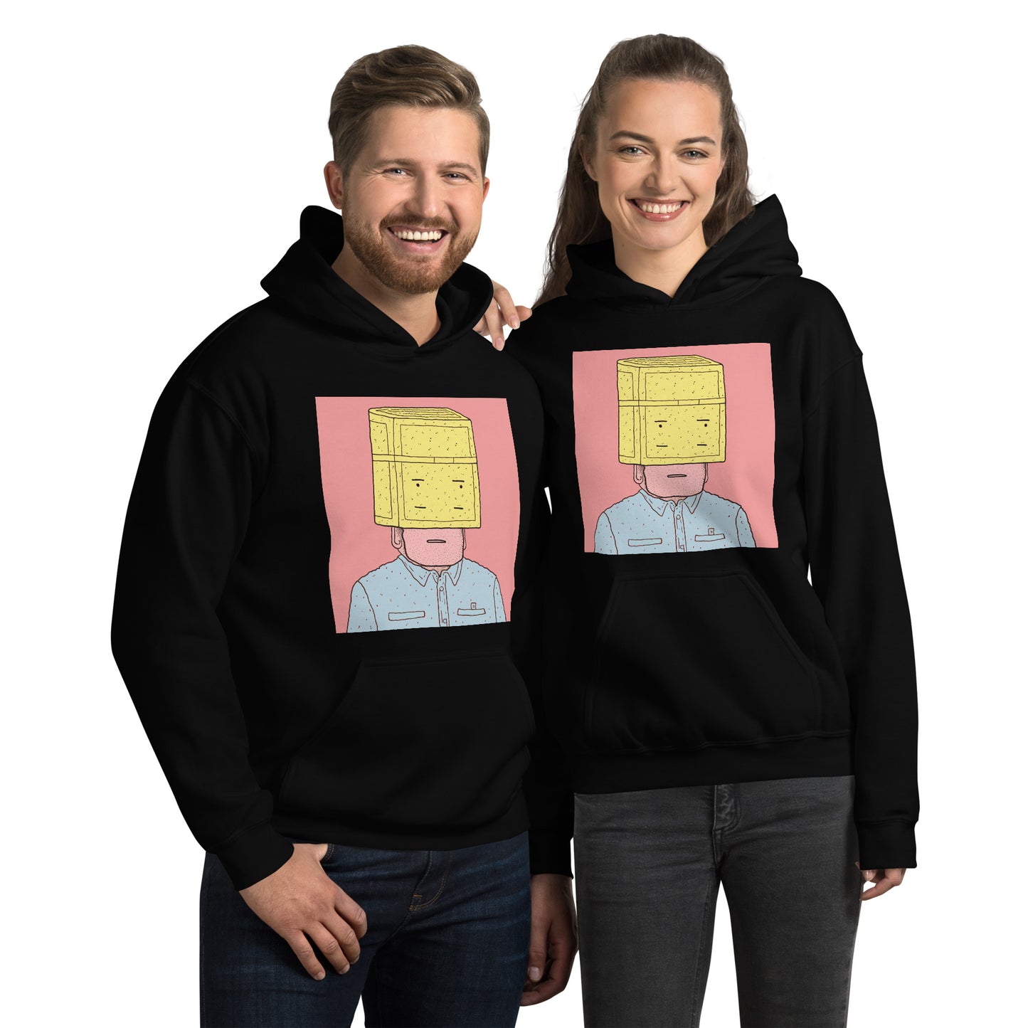 Man With Yellow Bag on Head Unisex Hoodie