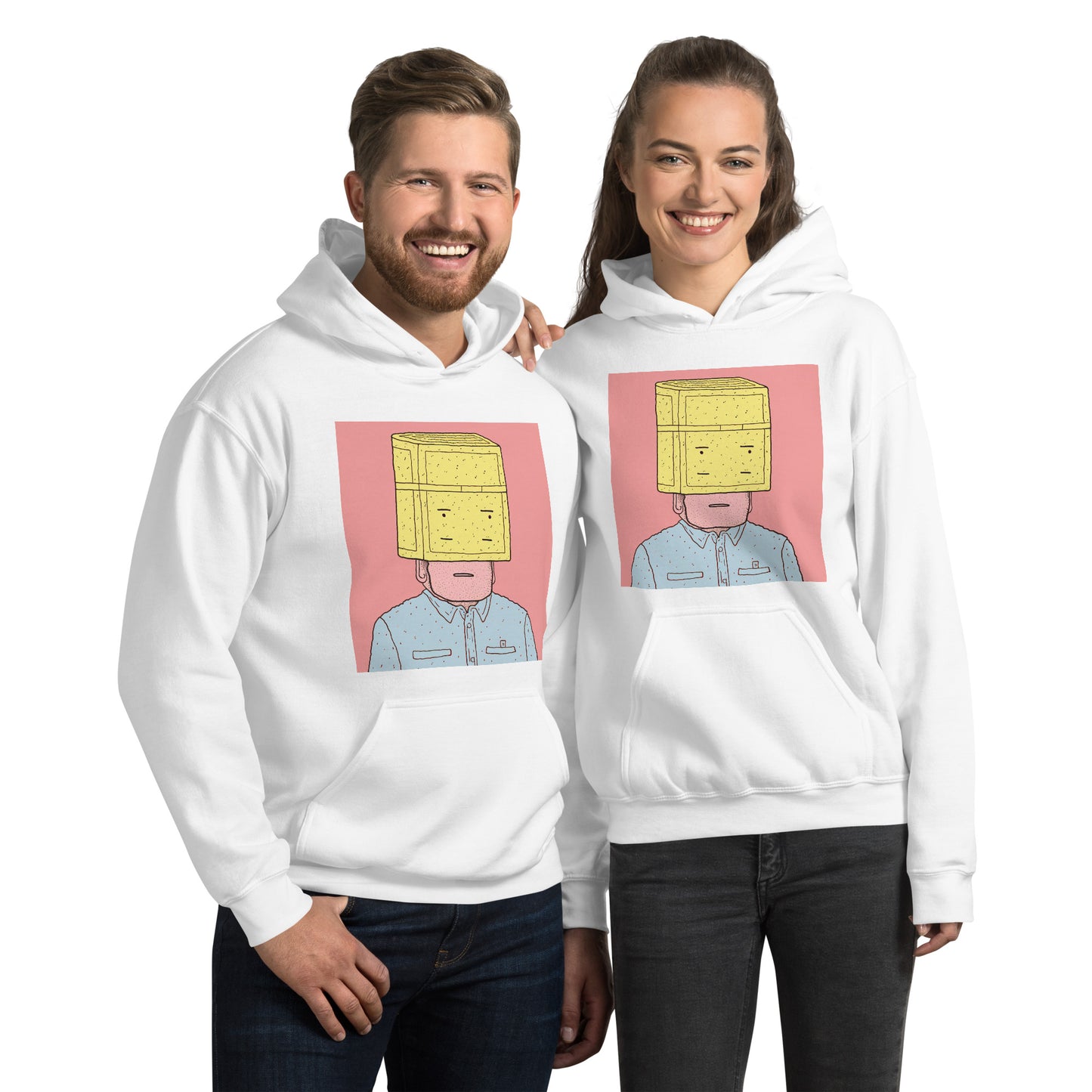 Man With Yellow Bag on Head Unisex Hoodie