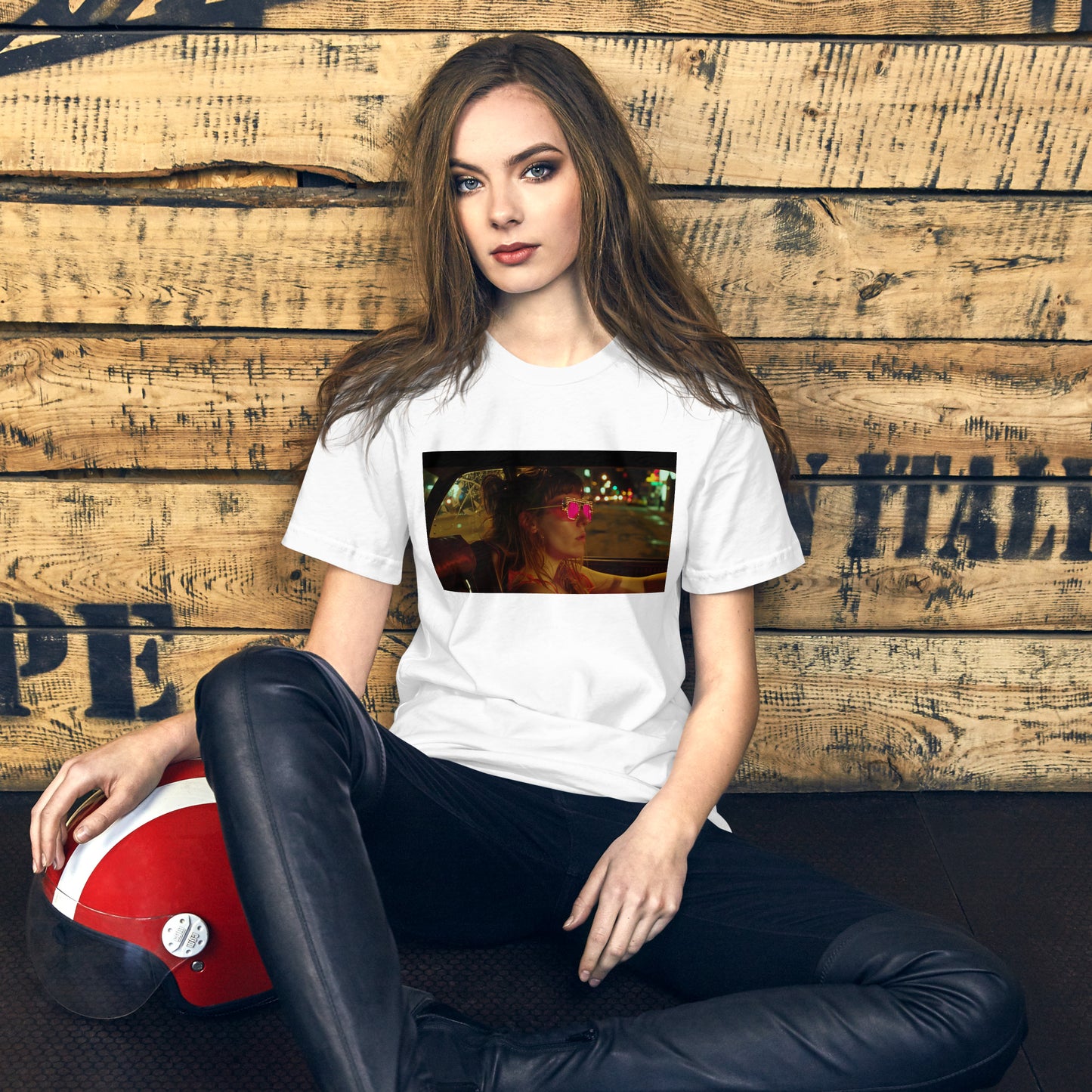 A Girl Sitting in the Car Unisex T-shirt