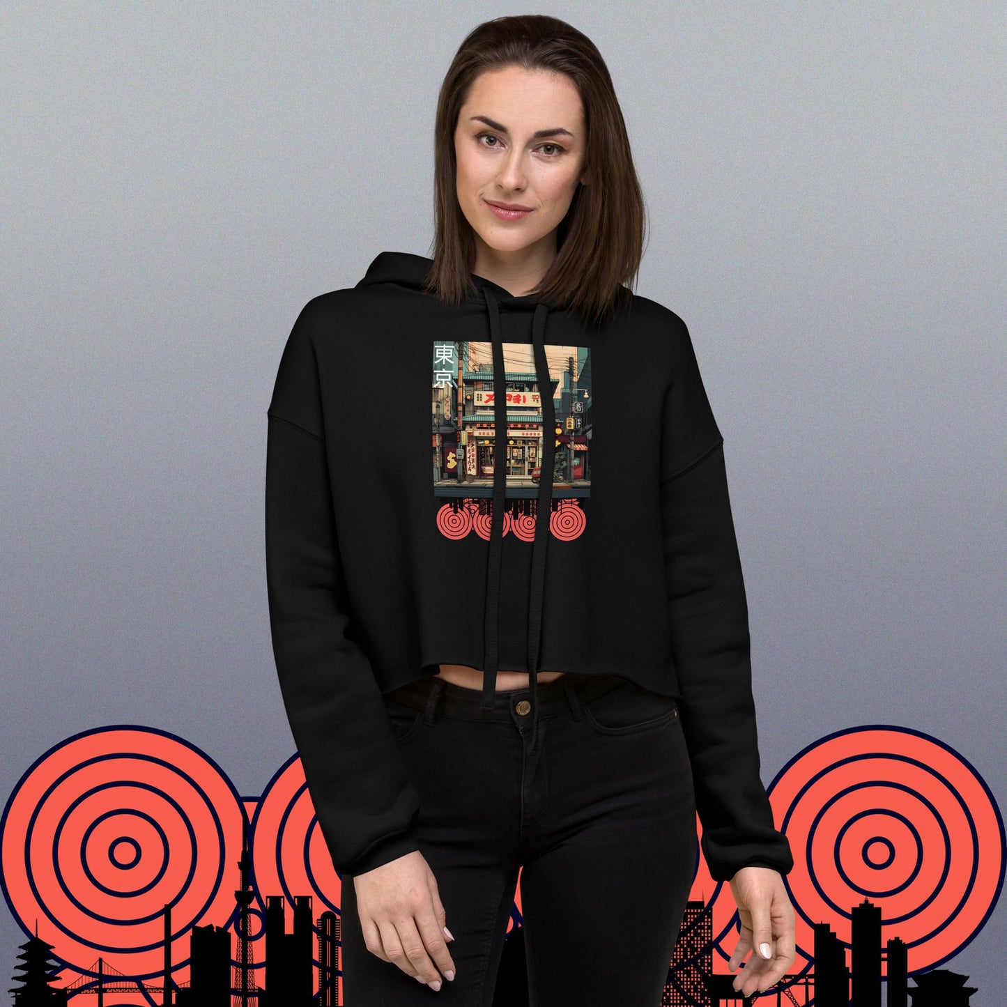 Lost In Tokyo Crop Hoodie