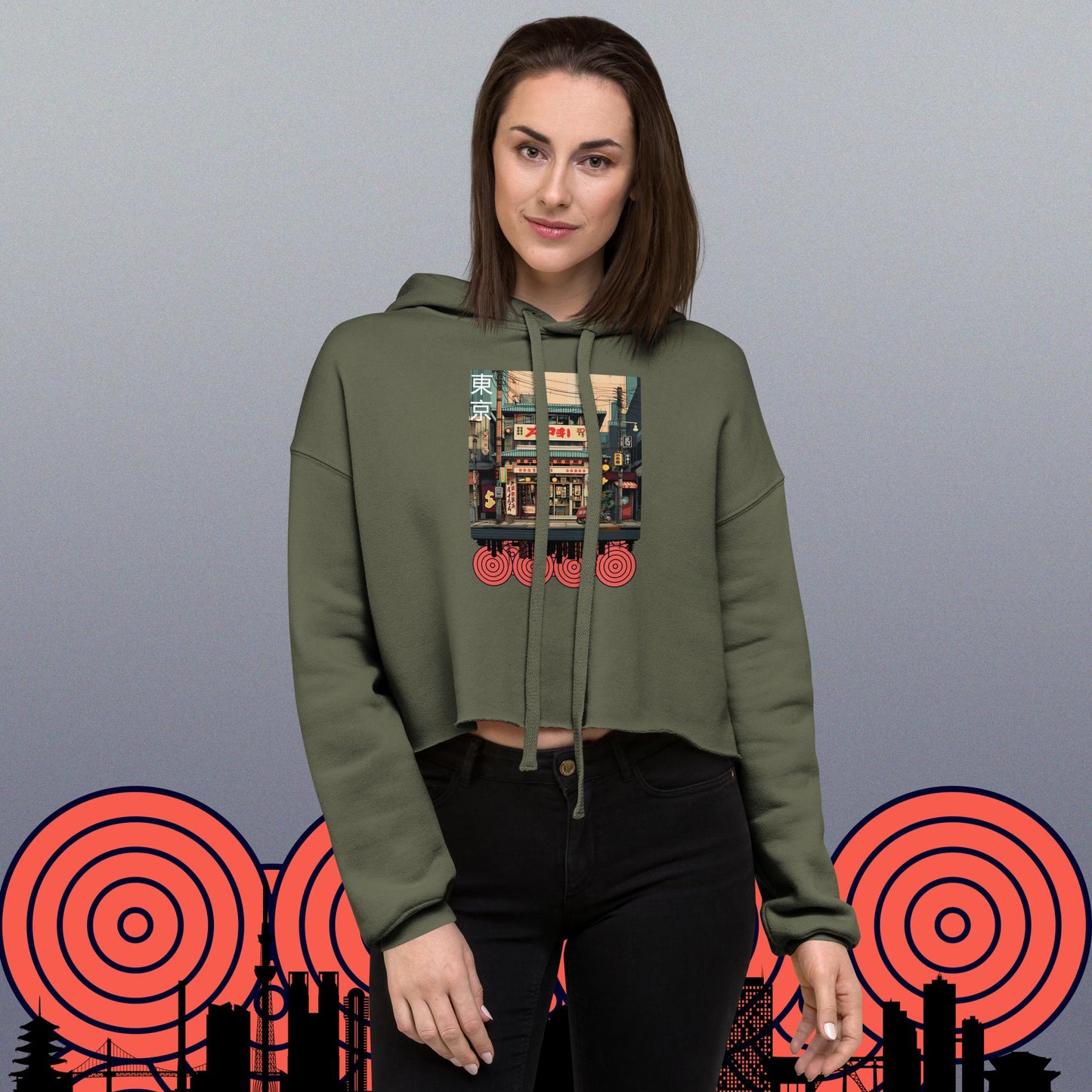 Lost In Tokyo Crop Hoodie