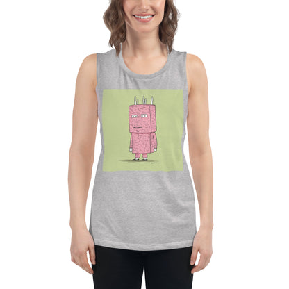 Man With Bag on Head Ladies’ Muscle Tank