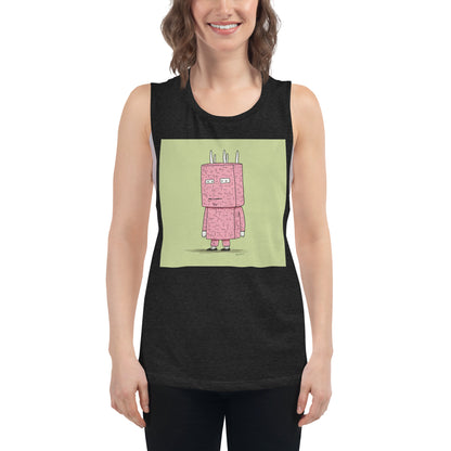 Man With Bag on Head Ladies’ Muscle Tank