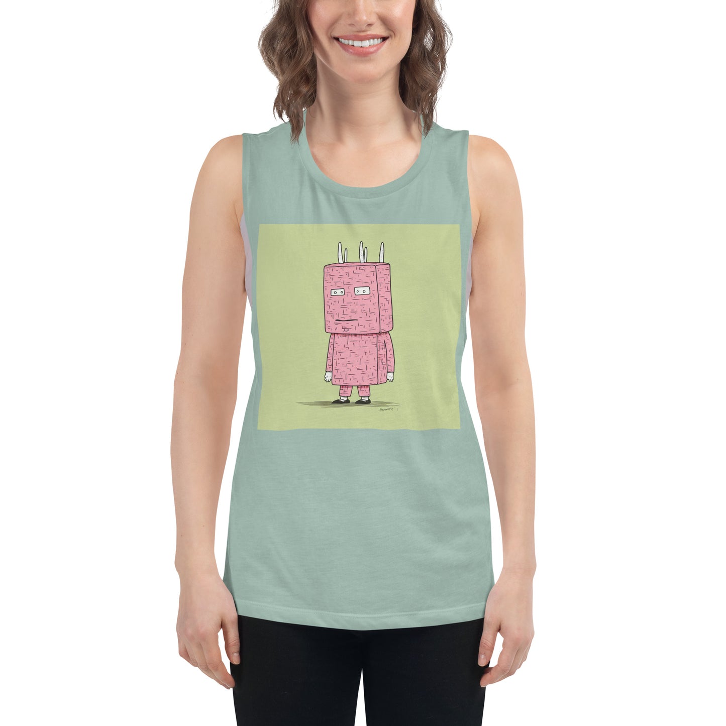 Man With Bag on Head Ladies’ Muscle Tank