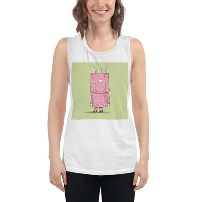 Man With Bag on Head Ladies’ Muscle Tank