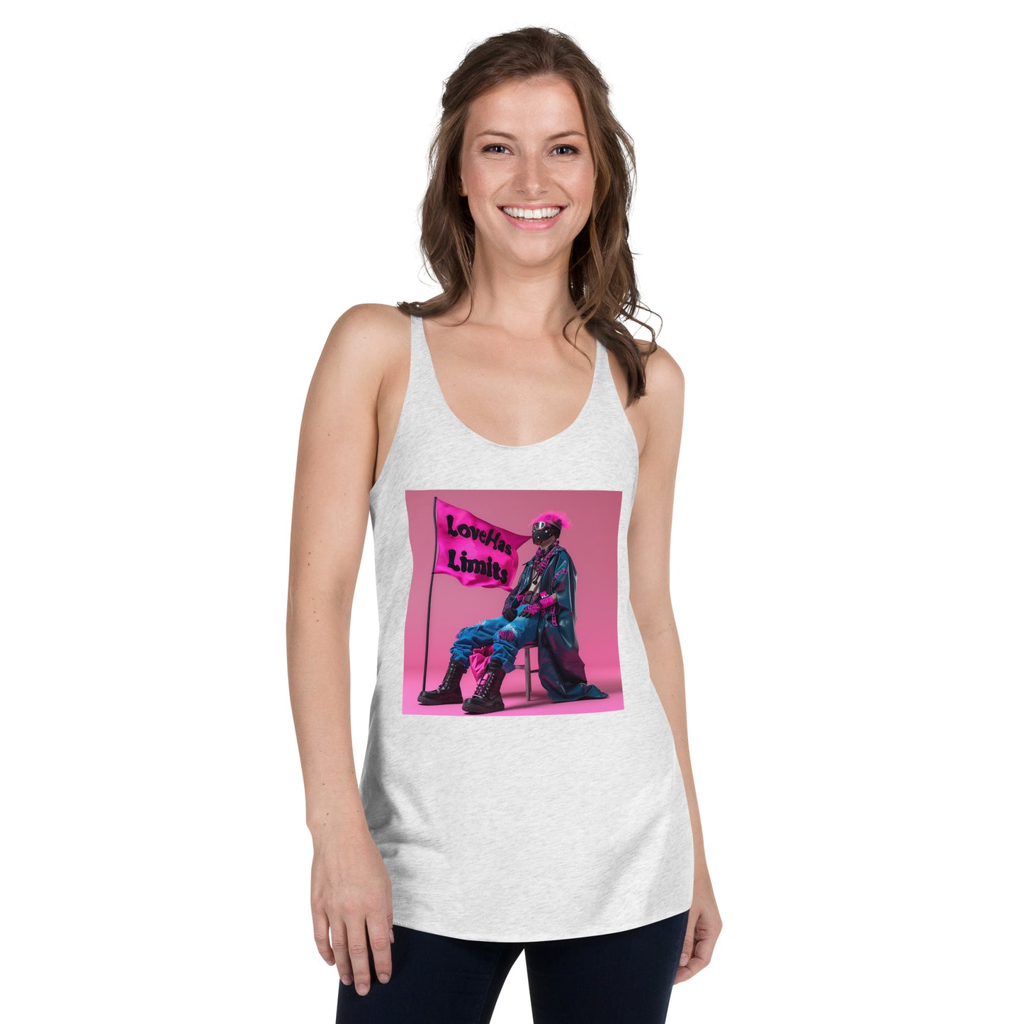 Love Has Limits Pink Flag Women's Racerback Tank