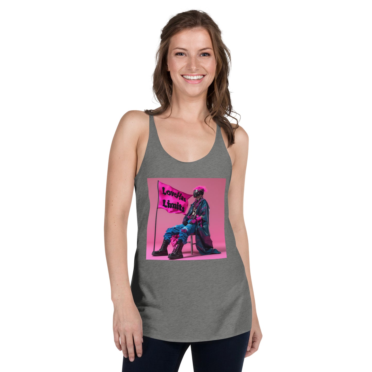 Love Has Limits Pink Flag Women's Racerback Tank