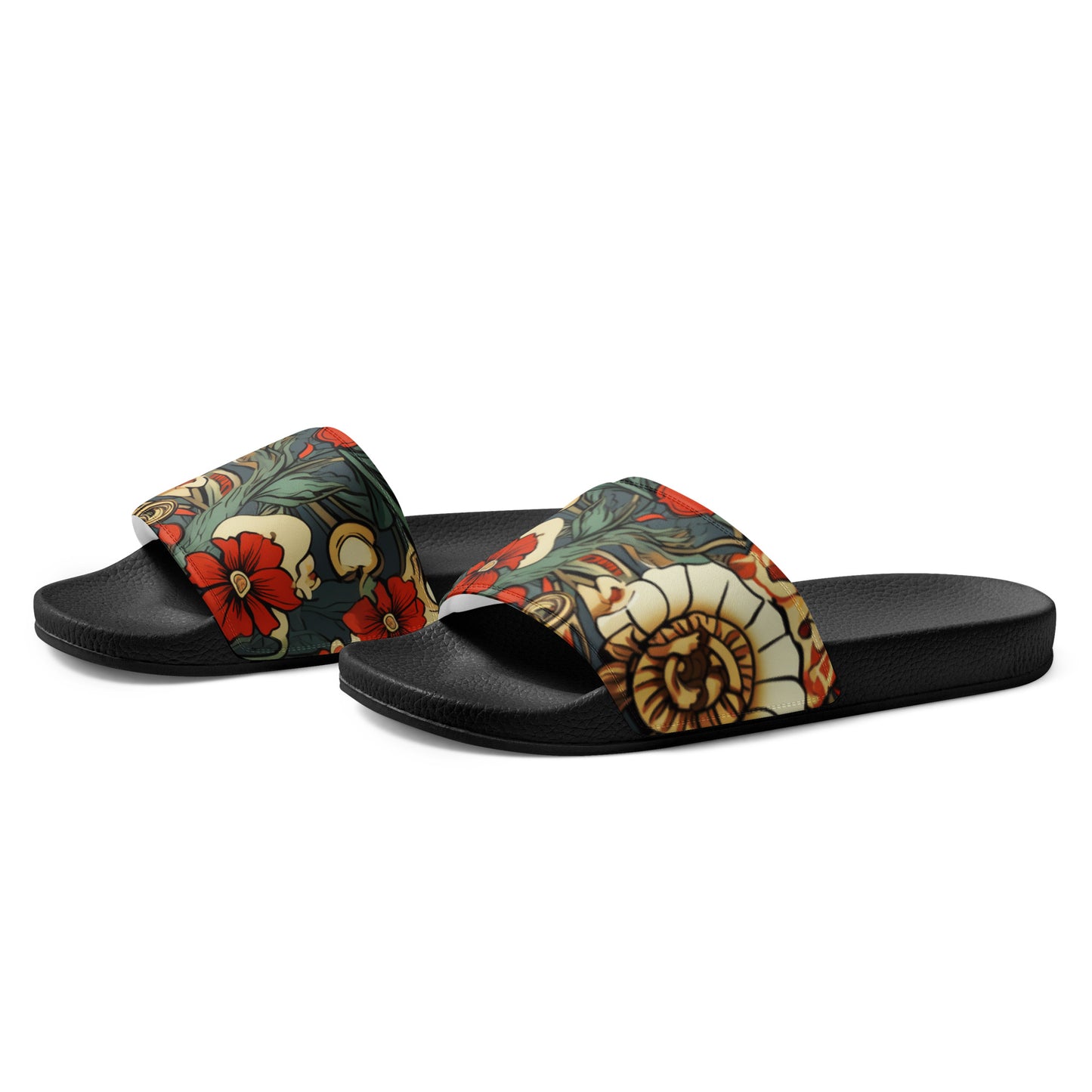 Red Flower Women's Slides