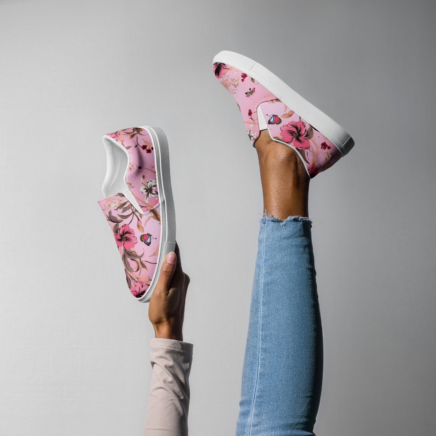 Pink Flower Women’s Slip-ons