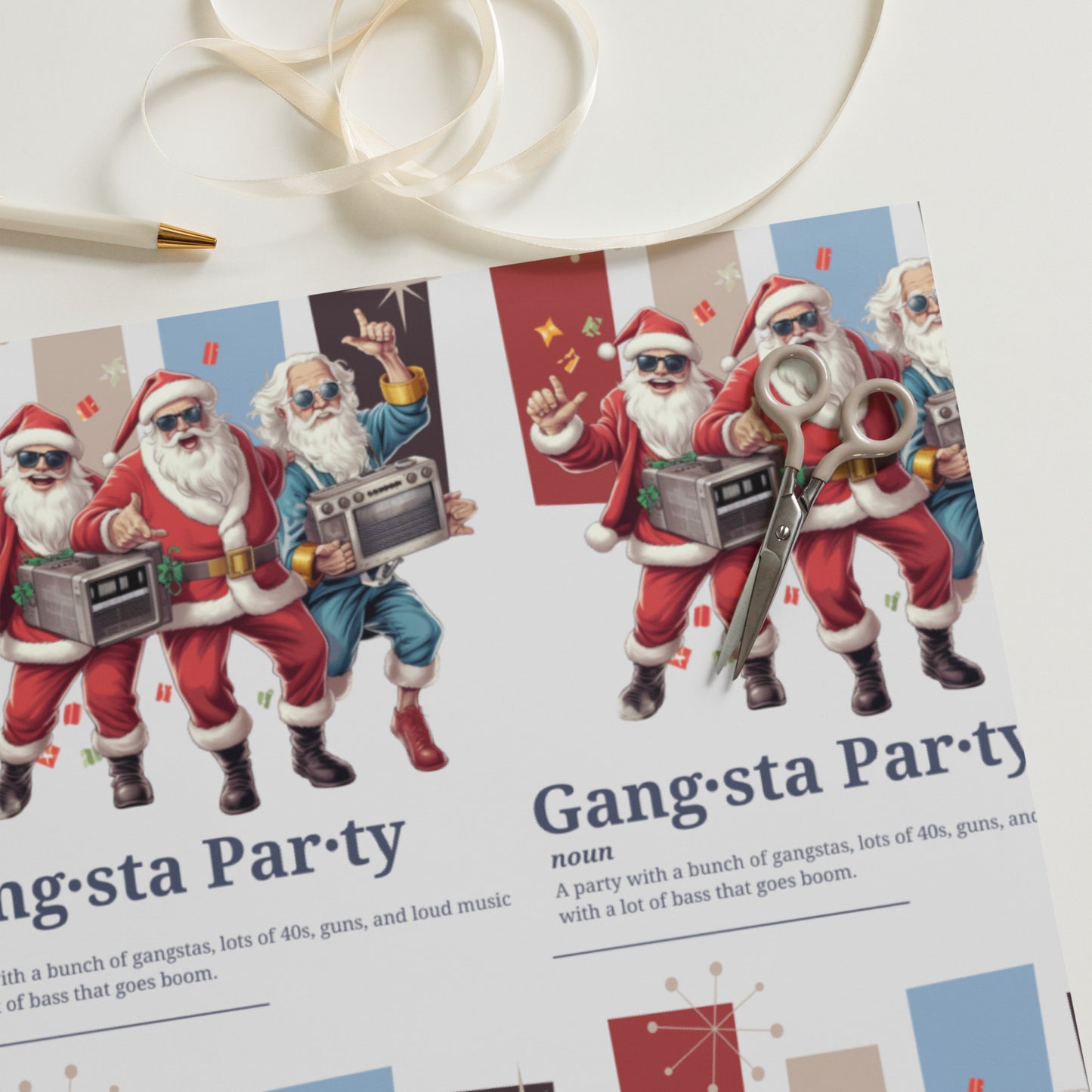 Santa Gang Wrapping Paper Sheets